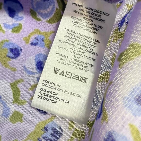 Kimchi Blue Blake Puff Sleeve Mesh Top Women L Purple Floral Y2K 90's Whimsical‎ - Picture 4 of 5